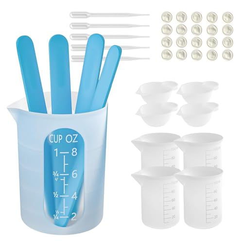 Silikon Messbecher Set mit 250 ml und 100 ml Silikon Mischbecher Rührstäbe Meßbecher Pipetten Fingerlinge, Epoxidharz Pouring Zubehör für Epoxidharz Silikonformen Kerzen Gießformen Silikon Messbecher Set mit 250 ml und 100 ml Silikon Mischbecher Rührstäbe Meßbecher Pipetten Fingerlinge, Epoxidharz Pouring Zubehör für Epoxidharz Silikonformen Kerzen Gießformen von Zyluniy