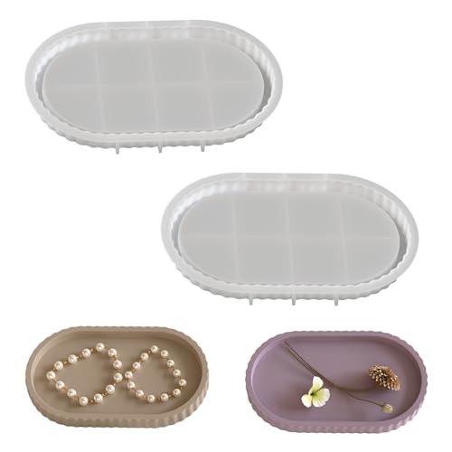 Silikonformen Gießformen Tablett 2 Stücke Silikonform Untersetzer Oval, Silikonformen Epoxidharz, Gießform Tablett, Epoxid Formen für Resin Art Beton Gießform DIY Kunsthandwerk von Zyluniy