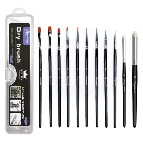 Zyluniy Dry Brush Pinsel Set 6 Stück Miniatur Drybrush Pinsel Modellbau Pinselset, Wolle Professioneller Trockenpinsel für Modellbau Warhammer 40k Acryl Aquarell Miniaturen (11 Stück) von Zyluniy