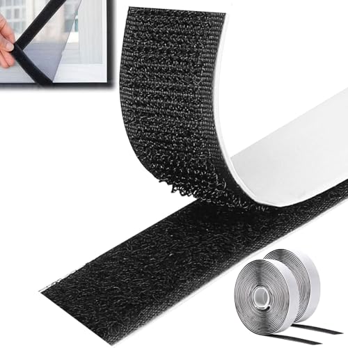 Zyluniy Klettband Selbstklebend Extra Stark, 8M Doppelseitig Klebende mit Klettverschluss Selbstklebendes Klebepad Flauschband und Hakenband, Klettband für Wände,Boden,Fenster,Tür, 20mm Breit, Schwarz von Zyluniy