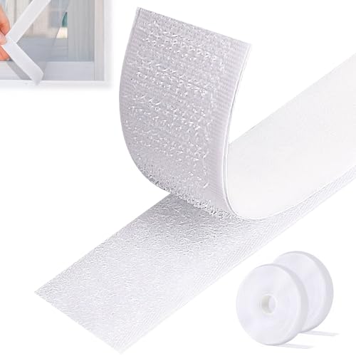 Zyluniy Klettband Selbstklebend Extra Stark, Doppelseitig Klebende mit Klettverschluss Selbstklebendes Klebepad Flauschband und Hakenband, Klettband für Wände, Boden, Fenster, Tür (Weiß, 30mm x 5m) von Zyluniy