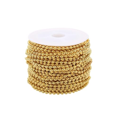 10yards/rolle Breite 1,5/2/2,4mm 7 Farben Metall Eisen Ball Perle Link Ketten Halskette kette Erkenntnisse for DIY Schmuck Machen für DIY-Kunsthandwerk, hängende Ornamente, Schlüss(Gold,2mm) von Zymjzbetic