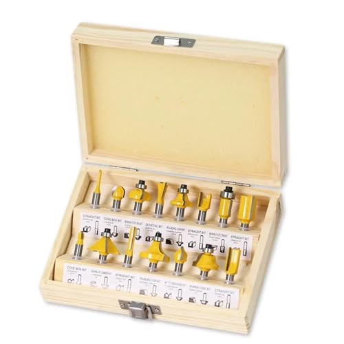 15 stücke 1/4 zoll Router Bit Set Trimmen Gerade Fräser for Holz Bits Wolfram Hartmetall Schneiden Holzbearbeitung für Spanplatten, Holzbearbeitung(Wooden box) von Zymjzbetic