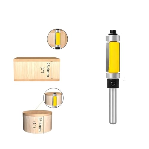 1PC Flush Trim Bit mit Doppellager Router Bit Holzbearbeitung Fräser for Holz Bit End Milll Werkzeuge für Spanplatten, Holzbearbeitung(6.35x12.7x25.4) von Zymjzbetic