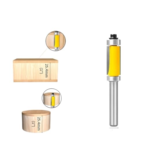 1PC Flush Trim Bit mit Doppellager Router Bit Holzbearbeitung Fräser for Holz Bit End Milll Werkzeuge für Spanplatten, Holzbearbeitung(8x12.7x25.4) von Zymjzbetic