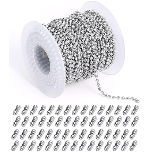 5 M Edelstahl-Perlenkette, 1,5/2/2,5/3 Mm Kugelkette Mit 50 Passenden Verstellbaren Zugverbindern For Die Herstellung Von Schlüsselanhänger-Schmuck für DIY-Kunsthandwerk, hängende Ornamente, Schlüss(1 5 M Edelstahl-Perlenkette, 1,5/2/2,5/3 Mm Kugelkette Mit 50 Passenden Verstellbaren Zugverbindern For Die Herstellung Von Schlüsselanhänger-Schmuck für DIY-Kunsthandwerk, hängende Ornamente, Schlüss(1 von Zymjzbetic