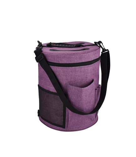 Garn-Aufbewahrungstasche, 600D Oxford-Stoff, runder Strickwerkzeug-Organizer mit mehreren Taschen for Wolle, Garn, Häkelnadeln, Nadeln, Handtasche für Garne Stricknadeln Häkelnadeln(Purple) von Zymjzbetic