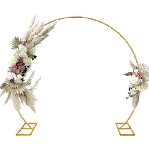 Hochzeit Gold Metall Rundbogen Hintergrund Blumenständer for Hochzeitsballons Rahmen Geburtstagsfeierbedarf Fotohintergrund für Abschlussfeier, Hochzeit, Geburtstagsparty(Golden,2.1x2.4m) von Zymjzbetic