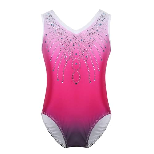 Mädchen Ballettanzug mit Rüschen, ärmellos, Netzstoff, mit Strasssteinen, for Tanzen, Gymnastik, Body, Tanzbekleidung, Eiskunstlauf, Performance-Kleidung für Tänzerinnen(Color2,10Y) von Zymjzbetic