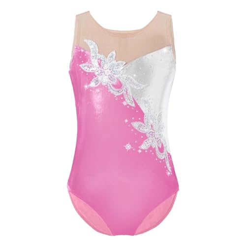 Mädchen Ballettanzug mit Rüschen, ärmellos, Netzstoff, mit Strasssteinen, for Tanzen, Gymnastik, Body, Tanzbekleidung, Eiskunstlauf, Performance-Kleidung für Tänzerinnen(Color8,12Y) von Zymjzbetic