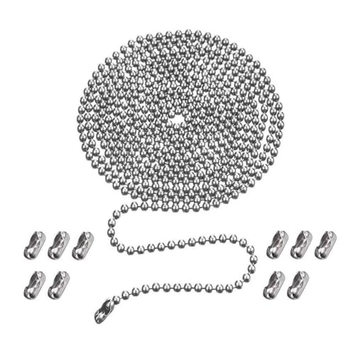 Zymjzbetic 1,2–6 mm Edelstahl-Kugelkette for Anhänger oder Erkennungsmarken, Ketten zur Schmuckherstellung mit Verbindern für DIY-Kunsthandwerk, hängende Ornamente, Schlüss(2 Meters,2.4mm) von Zymjzbetic