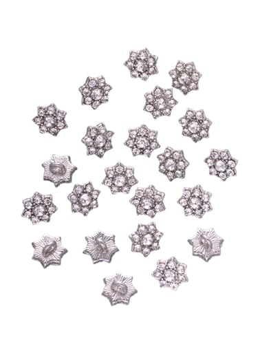 Zymjzbetic 10/20/50 Stück vergoldete Strass-Blumenform-Metall-Knöpfe for Kleidung, dekoratives DIY-Nähzubehör für Handarbeiten DIY Stricken Nähen(10pcs Silver) von Zymjzbetic