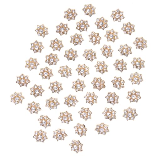 Zymjzbetic 10/20/50 Stück vergoldete Strass-Blumenform-Metall-Knöpfe for Kleidung, dekoratives DIY-Nähzubehör für Handarbeiten DIY Stricken Nähen(50pcs Gold) von Zymjzbetic