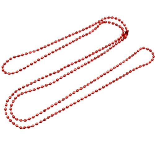 Zymjzbetic 10 Stück 1,5 2,0 2,4 mm Länge 65 cm Kugelperlen Kette Halskette Perlenverbinder for Charms Basistablett für DIY-Kunsthandwerk, hängende Ornamente, Schlüss(Red,2.0 mm) von Zymjzbetic