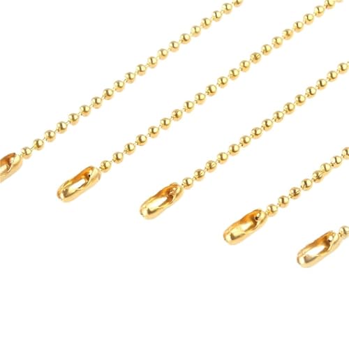 Zymjzbetic 10 Stück Bunte Kugelketten for DIY-Halskette, Schmuckherstellung, 1,5 mm Perlen, Kugelkette, Halskette mit Stecker, 68 cm für DIY-Kunsthandwerk, hängende Ornamente, Schlüss(Gold) von Zymjzbetic