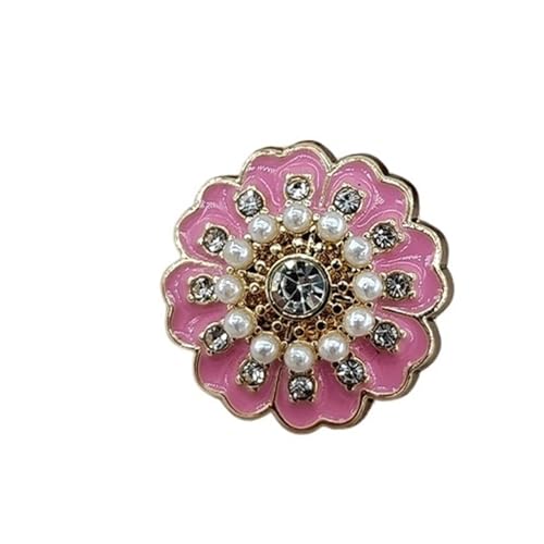 Zymjzbetic 15/18/21/25 mm Blumen-Ösenknöpfe for Kleidung, schöner Metallknopf für Handarbeiten DIY Stricken Nähen(Pink,18mm 6pcs) von Zymjzbetic