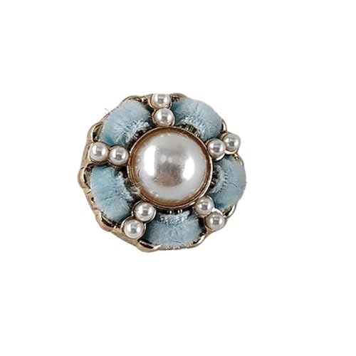 Zymjzbetic 18/21/25 mm umwickelte handgefertigte Imitationsperlen-Ösenknöpfe aus Metall mit Blumendesign für Handarbeiten DIY Stricken Nähen(Blue,18mm 6pcs) von Zymjzbetic