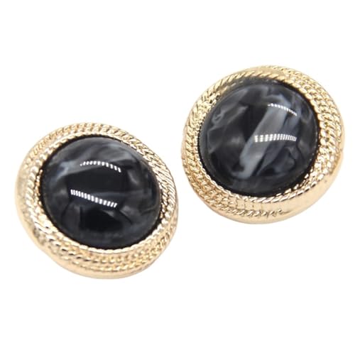 Zymjzbetic 18/21/25mm Runde Imitation Achat Gold Metall Knöpfe for Nähen Retro Mantel Anzug Blazer Handamde Dekorationen DIY Handwerk für Handarbeiten DIY Stricken Nähen(Black,18mm 6pcs) von Zymjzbetic