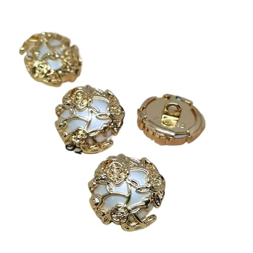 Zymjzbetic 19,5/24 mm Rose bedeckte Metallknöpfe for Kleidung, runder Schaftknopf for Frauen, Nähen, DIY für Handarbeiten DIY Stricken Nähen(Gold,24mm 6pcs) von Zymjzbetic