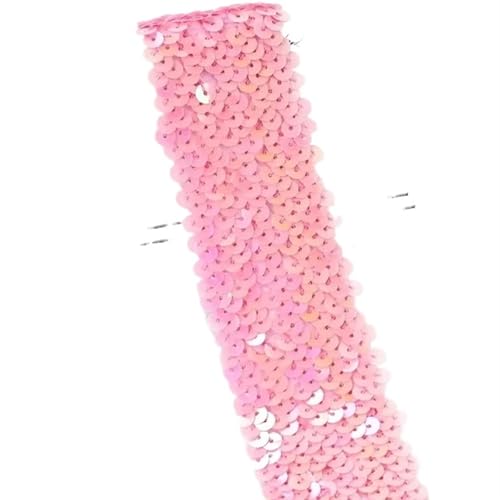 Zymjzbetic 2/5/10 Meter 45mm Pailletten Elastische Band Spitze Trim Stretch Band DIY Tanz Kleid Kleidung Dekoration Applique Nähzubehör für Näharbeiten(Pink,2METERS_45MM) von Zymjzbetic