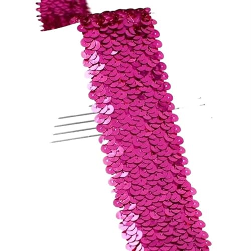Zymjzbetic 2/5/10 Meter 45mm Pailletten Elastische Band Spitze Trim Stretch Band DIY Tanz Kleid Kleidung Dekoration Applique Nähzubehör für Näharbeiten(Rose Red,5METERS_45MM) von Zymjzbetic