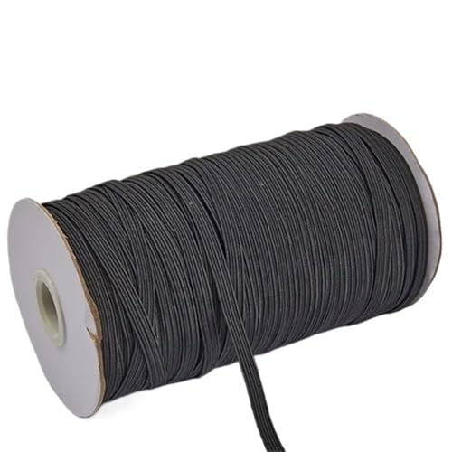 Zymjzbetic 200–100 Yards 6 mm Bunte hochelastische Gummibänder, breites elastisches Seilkabel for Basteln, elastisches Seilband, Spitzenbesatz, Nähen, DIY für Näharbeiten(Black,6mm 200yards) von Zymjzbetic