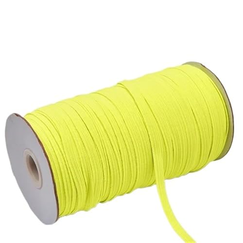 Zymjzbetic 200–100 Yards 6 mm Bunte hochelastische Gummibänder, breites elastisches Seilkabel for Basteln, elastisches Seilband, Spitzenbesatz, Nähen, DIY für Näharbeiten(Bright Yellow,6mm 200yards) von Zymjzbetic