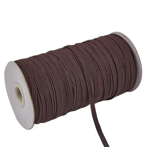 Zymjzbetic 200–100 Yards 6 mm Bunte hochelastische Gummibänder, breites elastisches Seilkabel for Basteln, elastisches Seilband, Spitzenbesatz, Nähen, DIY für Näharbeiten(Coffee,6mm 200yards) von Zymjzbetic