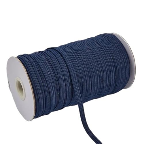 Zymjzbetic 200–100 Yards 6 mm Bunte hochelastische Gummibänder, breites elastisches Seilkabel for Basteln, elastisches Seilband, Spitzenbesatz, Nähen, DIY für Näharbeiten(Dark Blue,6mm 200yards) von Zymjzbetic