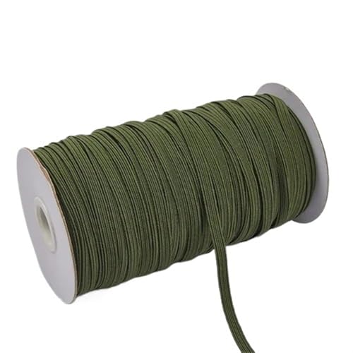 Zymjzbetic 200–100 Yards 6 mm Bunte hochelastische Gummibänder, breites elastisches Seilkabel for Basteln, elastisches Seilband, Spitzenbesatz, Nähen, DIY für Näharbeiten(Dark Green,6mm 200yards) von Zymjzbetic