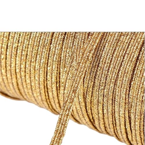 Zymjzbetic 200–100 Yards 6 mm Bunte hochelastische Gummibänder, breites elastisches Seilkabel for Basteln, elastisches Seilband, Spitzenbesatz, Nähen, DIY für Näharbeiten(Gold,6mm 200yards) von Zymjzbetic