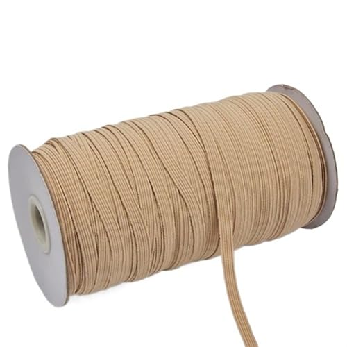 Zymjzbetic 200–100 Yards 6 mm Bunte hochelastische Gummibänder, breites elastisches Seilkabel for Basteln, elastisches Seilband, Spitzenbesatz, Nähen, DIY für Näharbeiten(Khaki,6mm 200yards) von Zymjzbetic
