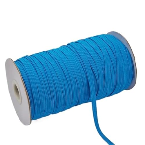Zymjzbetic 200–100 Yards 6 mm Bunte hochelastische Gummibänder, breites elastisches Seilkabel for Basteln, elastisches Seilband, Spitzenbesatz, Nähen, DIY für Näharbeiten(Lake Blue,6mm 200yards) von Zymjzbetic