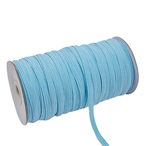 Zymjzbetic 200–100 Yards 6 mm Bunte hochelastische Gummibänder, breites elastisches Seilkabel for Basteln, elastisches Seilband, Spitzenbesatz, Nähen, DIY für Näharbeiten(Light Blue,6mm 200yards) von Zymjzbetic