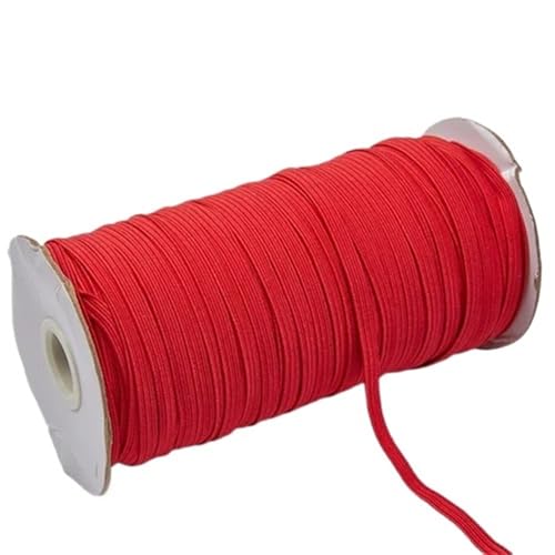 Zymjzbetic 200–100 Yards 6 mm Bunte hochelastische Gummibänder, breites elastisches Seilkabel for Basteln, elastisches Seilband, Spitzenbesatz, Nähen, DIY für Näharbeiten(Red,6mm 200yards) von Zymjzbetic