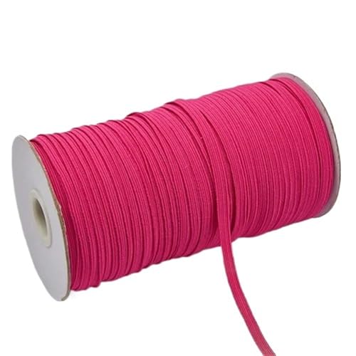 Zymjzbetic 200–100 Yards 6 mm Bunte hochelastische Gummibänder, breites elastisches Seilkabel for Basteln, elastisches Seilband, Spitzenbesatz, Nähen, DIY für Näharbeiten(Rose red,6mm 200yards) von Zymjzbetic