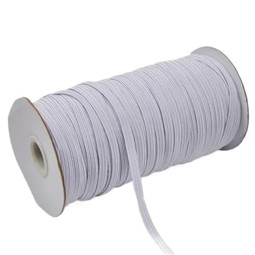Zymjzbetic 200–100 Yards 6 mm Bunte hochelastische Gummibänder, breites elastisches Seilkabel for Basteln, elastisches Seilband, Spitzenbesatz, Nähen, DIY für Näharbeiten(White,6mm 200yards) von Zymjzbetic