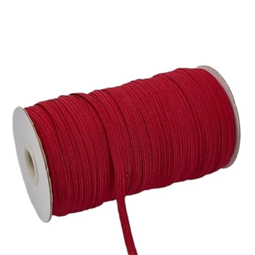Zymjzbetic 200–100 Yards 6 mm Bunte hochelastische Gummibänder, breites elastisches Seilkabel for Basteln, elastisches Seilband, Spitzenbesatz, Nähen, DIY für Näharbeiten(Wine red,6mm 200yards) von Zymjzbetic