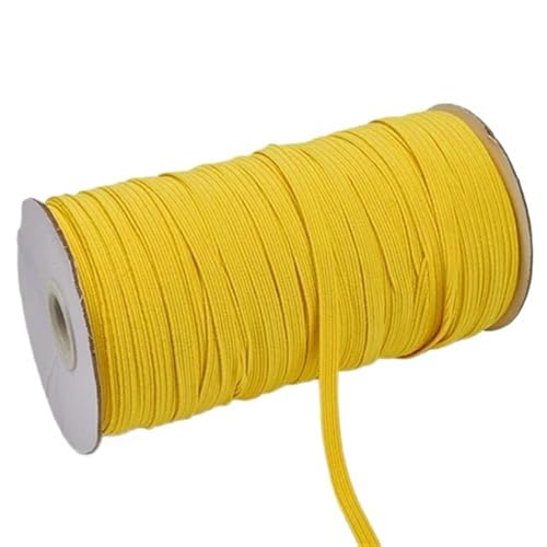 Zymjzbetic 200–100 Yards 6 mm Bunte hochelastische Gummibänder, breites elastisches Seilkabel for Basteln, elastisches Seilband, Spitzenbesatz, Nähen, DIY für Näharbeiten(Yellow,6mm 200yards) von Zymjzbetic