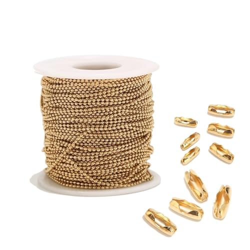 Zymjzbetic 2M Edelstahl 1,6MM/2,0MM/2,4MM Goldperlen Kugelketten for Männer Frauen Halskette Herstellung mit 10 Stück passenden Anschlüssen für DIY-Kunsthandwerk, hängende Ornamente, Schlüss(2.0MM) Zymjzbetic 2M Edelstahl 1,6MM/2,0MM/2,4MM Goldperlen Kugelketten for Männer Frauen Halskette Herstellung mit 10 Stück passenden Anschlüssen für DIY-Kunsthandwerk, hängende Ornamente, Schlüss(2.0MM) von Zymjzbetic