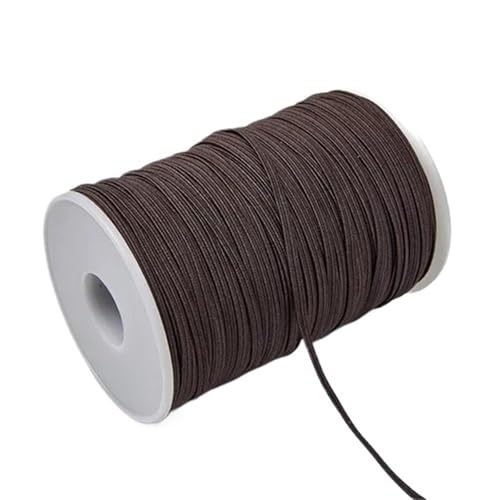 Zymjzbetic 3mm 6mm Buntes Gummiband Nähen Elastisches Band Elastisches Spandexband Besatz Nähen Stoff DIY Bekleidungszubehör für Näharbeiten(Coffee,6mm 100yards) von Zymjzbetic