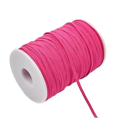 Zymjzbetic 3mm 6mm Buntes Gummiband Nähen Elastisches Band Elastisches Spandexband Besatz Nähen Stoff DIY Bekleidungszubehör für Näharbeiten(Rose red,3mm 100yards) von Zymjzbetic