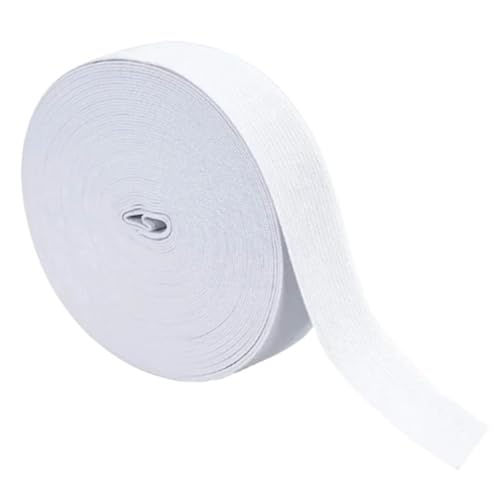Zymjzbetic 40 m/Rolle, elastische Nähbänder for Stricken, Nähen, Dehnbare, Flache elastische Kordel, breite geflochtene elastische Spulen, DIY-Bastelwerkzeuge für Näharbeiten(White,15mm) von Zymjzbetic
