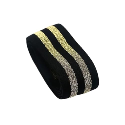 Zymjzbetic 40 mm Dickes, gestreiftes Gummiband, Breite: flach, aus Polyesterfaser, elastisches Gurtband, DIY-Heimgürtel, Rockgürtel, Nähzubehör für Näharbeiten(Black Gold,10 Meters) von Zymjzbetic