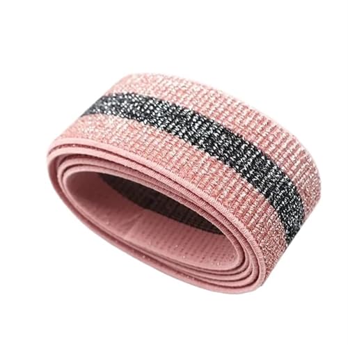 Zymjzbetic 40 mm Dickes, gestreiftes Gummiband, Breite: flach, aus Polyesterfaser, elastisches Gurtband, DIY-Heimgürtel, Rockgürtel, Nähzubehör für Näharbeiten(Pink Silver,5 Meters) von Zymjzbetic