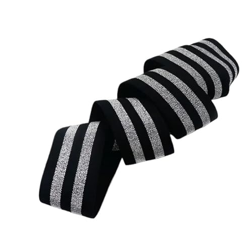 Zymjzbetic 40 mm Dickes, gestreiftes Gummiband, Breite: flach, aus Polyesterfaser, elastisches Gurtband, DIY-Heimgürtel, Rockgürtel, Nähzubehör für Näharbeiten(Silver Black,1 Meters) von Zymjzbetic