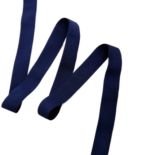 Zymjzbetic 5m Farbkanten-Gummiband, hohe Elastizität, doppelt gefaltetes Gummiband, Heim-Spitzendekoration, Nähgürtel, Bekleidungszubehör, 2 cm für Näharbeiten(Dark Blue 2CM 5m) von Zymjzbetic
