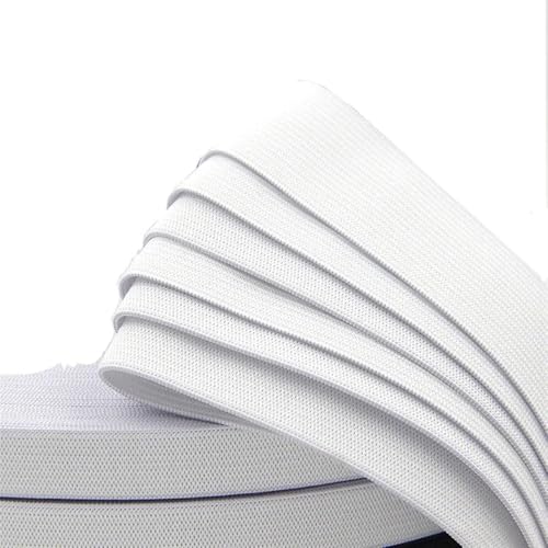 Zymjzbetic 5yards Flache Breite Schwarz Weiß Nähen Elastische Gummiband Nylon Gurtband Kleidungsstück Nähzubehör für Näharbeiten(20mm-White) von Zymjzbetic