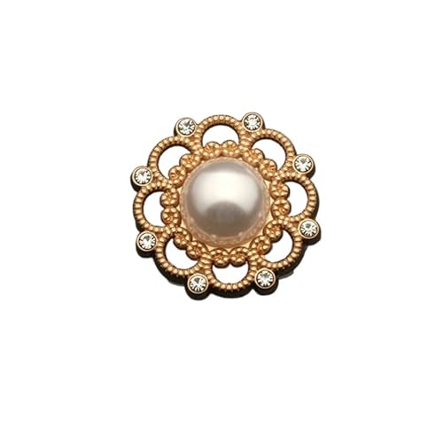 Zymjzbetic 6 Stück 25 mm Juwel Herz Metall Gold Perle Blumenknöpfe for Kleidung Nähzubehör für Handarbeiten DIY Stricken Nähen(Color2,15mm. 6 Pieces) von Zymjzbetic