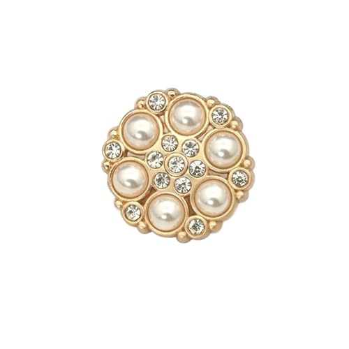 Zymjzbetic 6 Stück 25 mm Juwel Herz Metall Gold Perle Blumenknöpfe for Kleidung Nähzubehör für Handarbeiten DIY Stricken Nähen(Color5,18mm. 6 Pieces) von Zymjzbetic